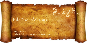 Hécz Áron névjegykártya